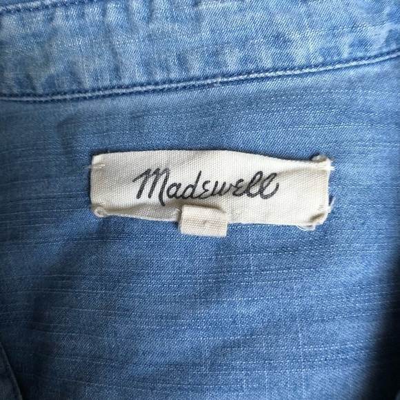 MADEWELL Denim Tie-Front Shirt In Hillford Wash Size M - Picture 8 of 9